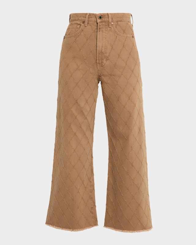 Taylor Perforated Diamond Cropped Wide Jeans